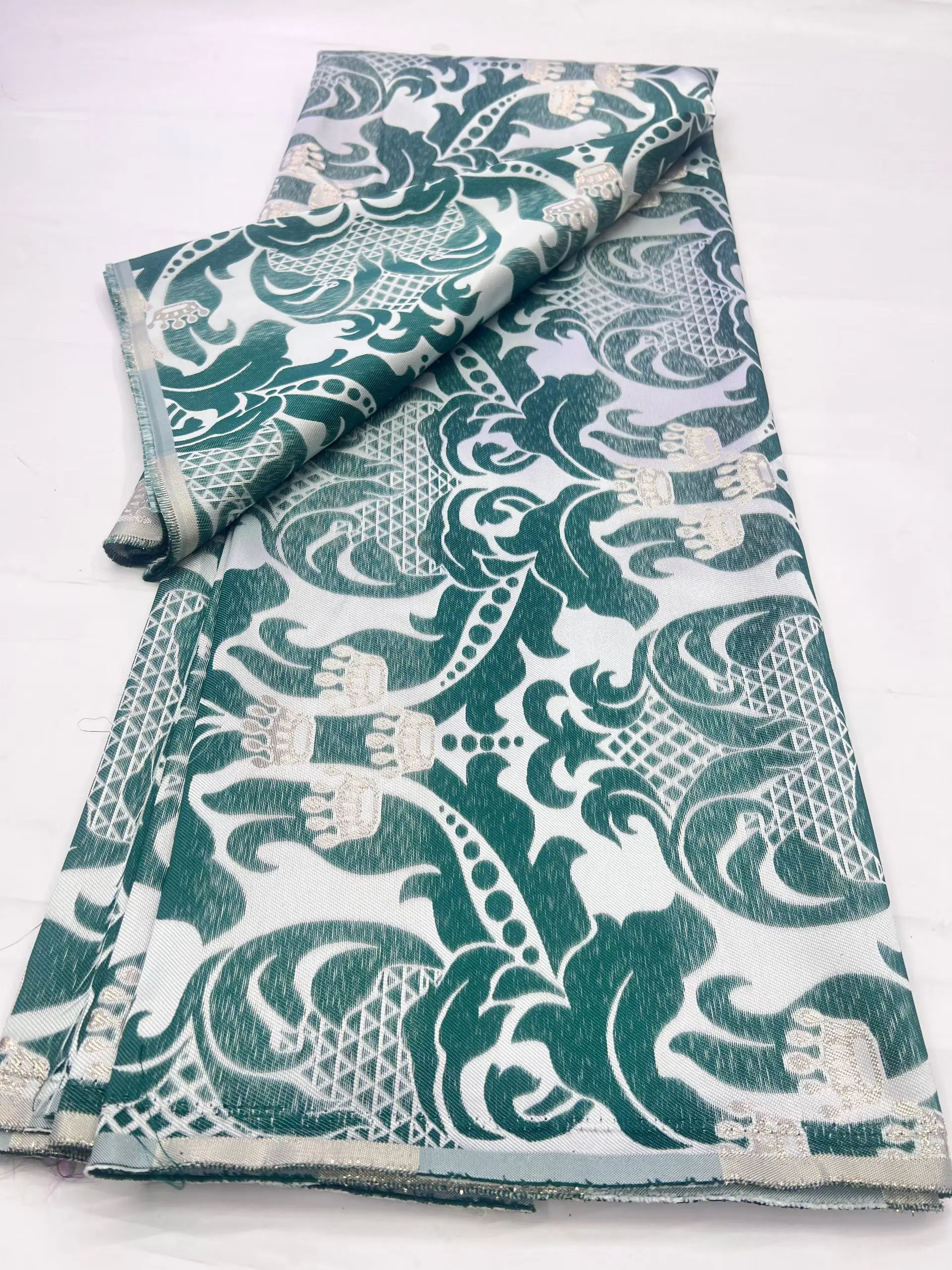 

2026 Latest High Quality Green African Nigerian French Jacquard Damask Brocade Lace Fabric For Women Party Dress Sewing LHD26132