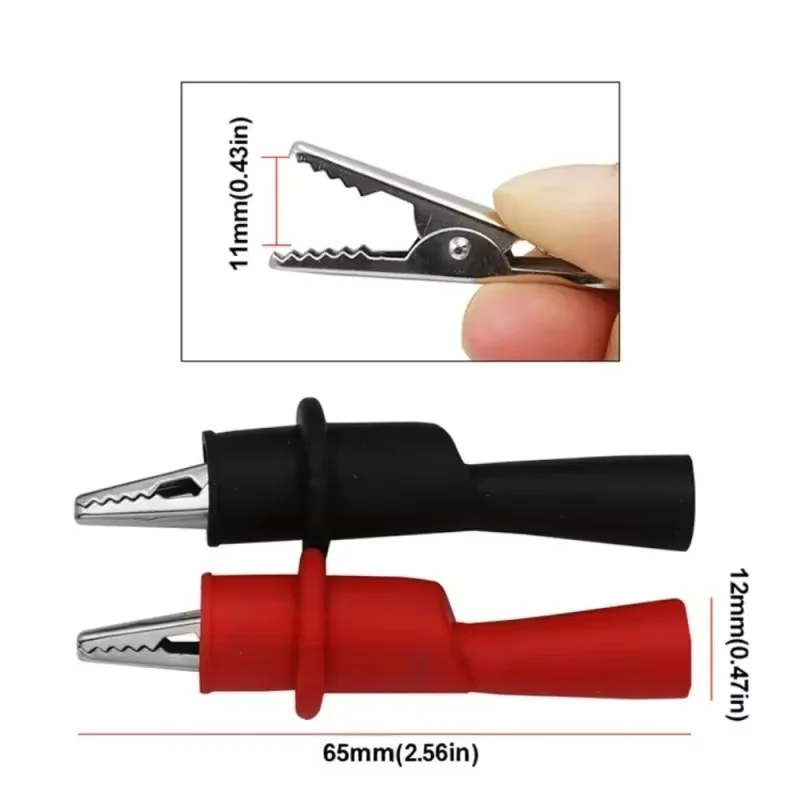 2 Stück (1 Paar) Klemmleitungs-Testklemmen Rot+Schwarz für Multimeter …Tester AC DC 10A 1000V Multimeter-Werkzeugzubehör – Detail 5
