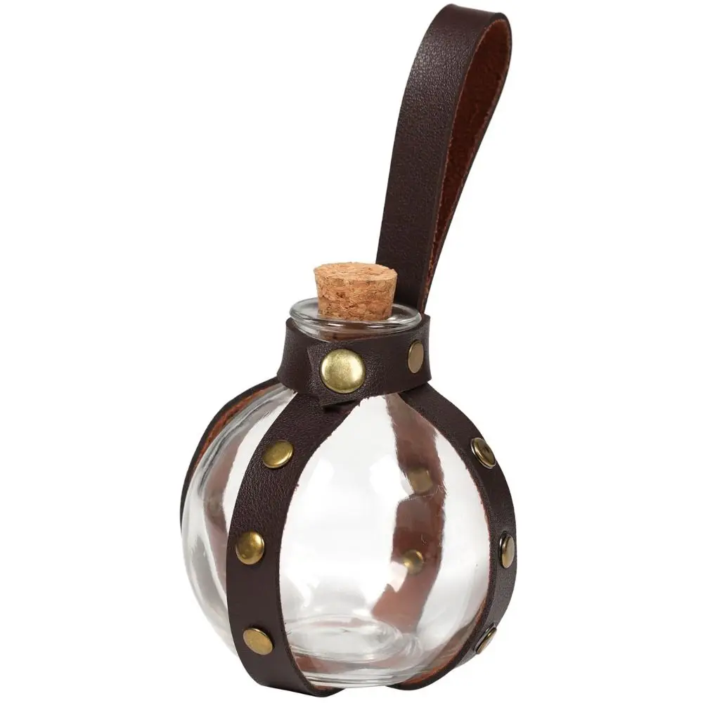 Flacon rond en Faux cuir, bouteille de Potion, assistant magique, étuis en verre, sacs de ceinture, bouteille en verre de Potion magique, mode rétro