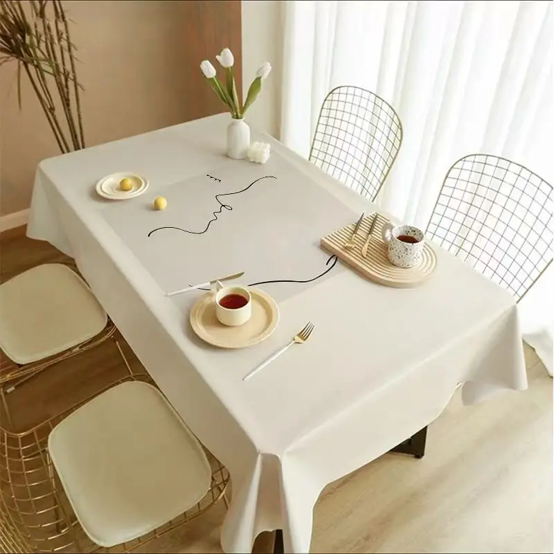 Nordic Light Luxury Simple Line Waterproof Tablecloth Wedding Decor Rectangle Table Cover Holiday Party Kitchen Decor Accessorie