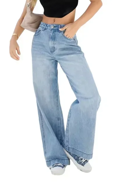 2025年 レディース ストレートジーンズ 四季対応 ハイウエスト ルーズ ファッション カジュアル ワイドレッグジーンズ 快適 通勤 ストリートウェア パンツ