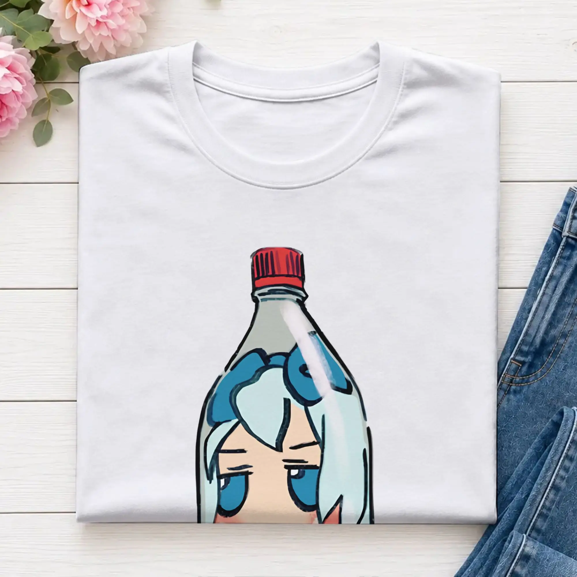 Men's I Draw That Bottled Cirno Fumo Plush  Touhou  T Shirt Touhou Project Cotton Clothes Crewneck Tee Shirt Plus Size T-Shirts