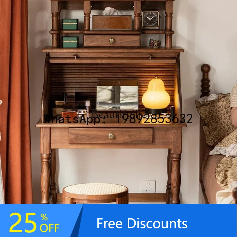 

XL wood dressing table North American black walnut simple bedroom dressing table Multifunctional storage dressing table