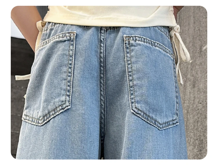 Teenager-Cowgirl-Jeans mit weitem Bein für Mädchen, Farbverlauf-Denimhose, Kinder-Oberbekleidung, lange Hose, Mädchenkleidung 5-14 Jahre – Detail 9