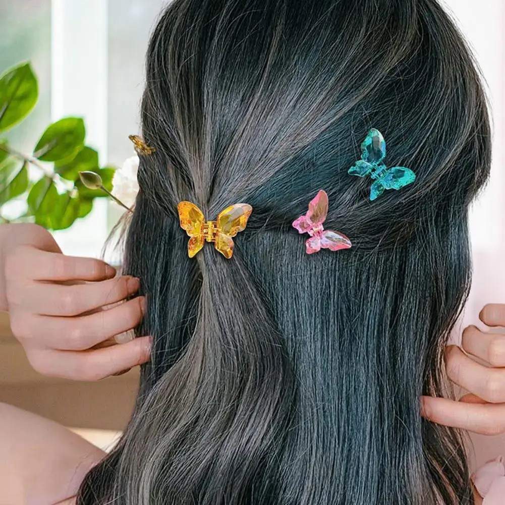 2Pcs Butterflies Shape Hair Pin Transparent Braided Hair Girls Clip Clear Mini Braiding Mini Hairpin Headwear Hair Accessories