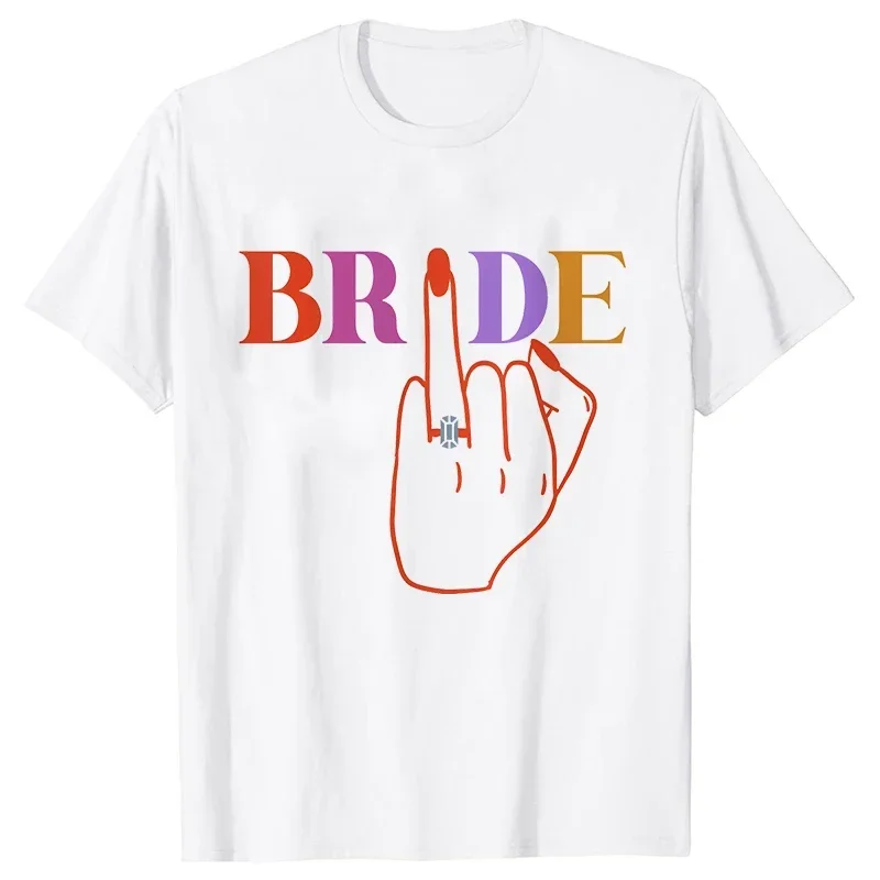 Future Team Bride Squad T-shirt Woman Bachelorette Party Single Farewell Y2k Tops Evjf Tees Ring Finger Bridal Wedding Blouse