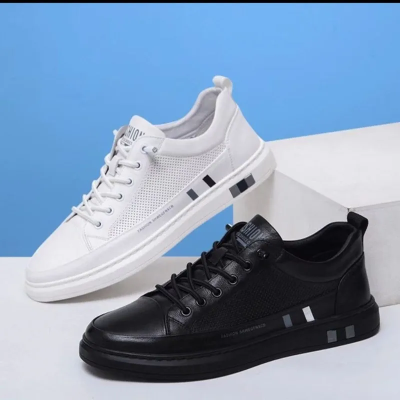 

Men's Casual Shoes Lightweight Breathable Men Shoes Flat Lace-Up Sneakers Men White Business Travel Tenis Masculino