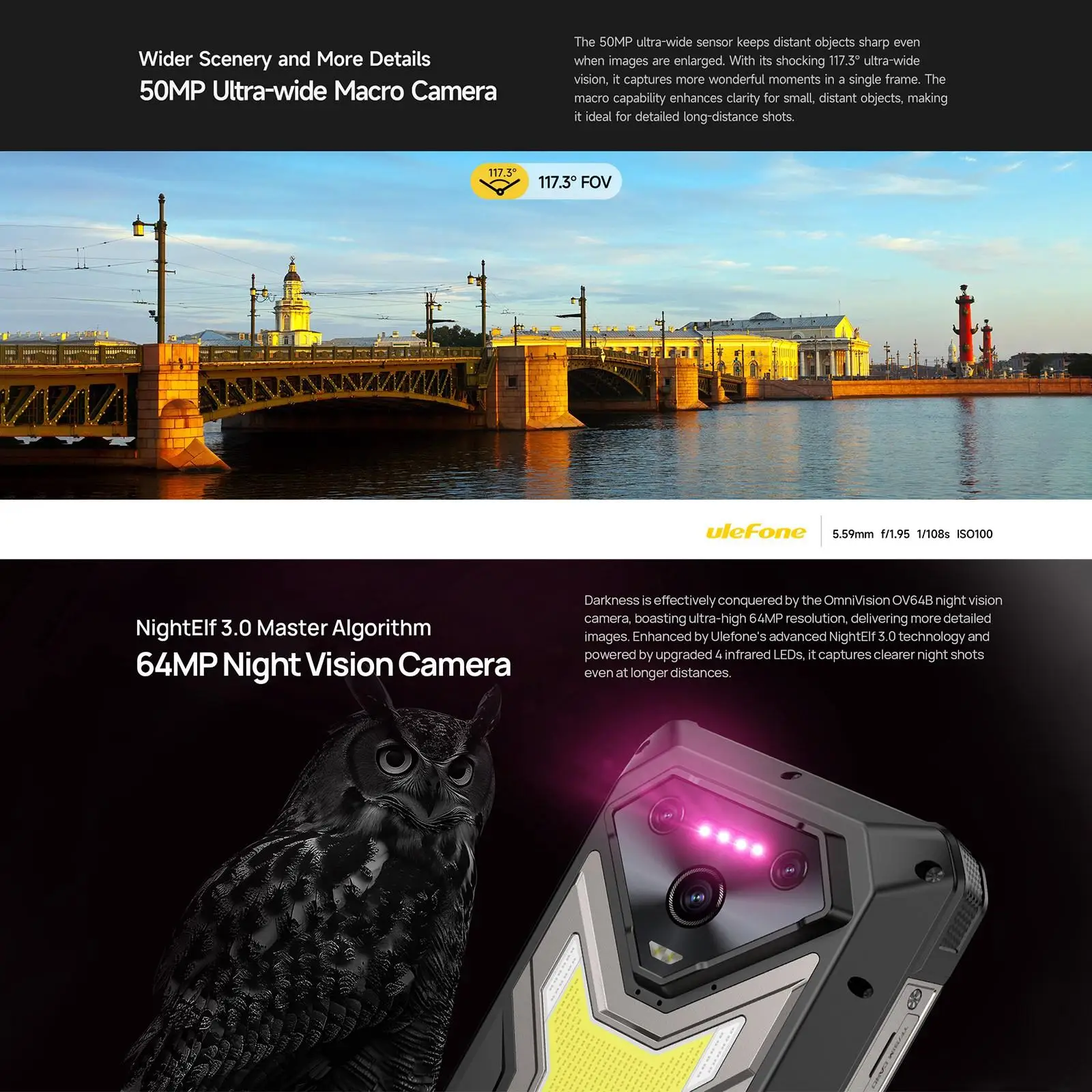 Ulefone Armor 34 Pro+ Rugged Smartphone 5G Projector 6.95" 120Hz 16GB+512GB 25500mAh 66W 64MP Night Vision Android 15 NFC