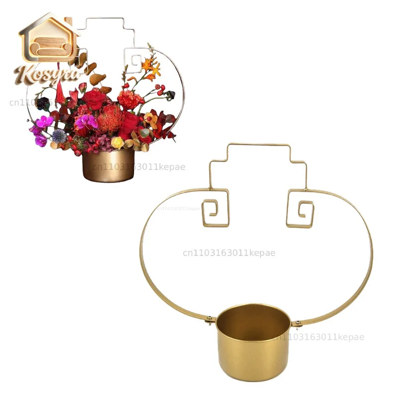 new chinese style gold iron handheld basket holiday decoration butterfly orchid planter floral arrangement salon vase ornament