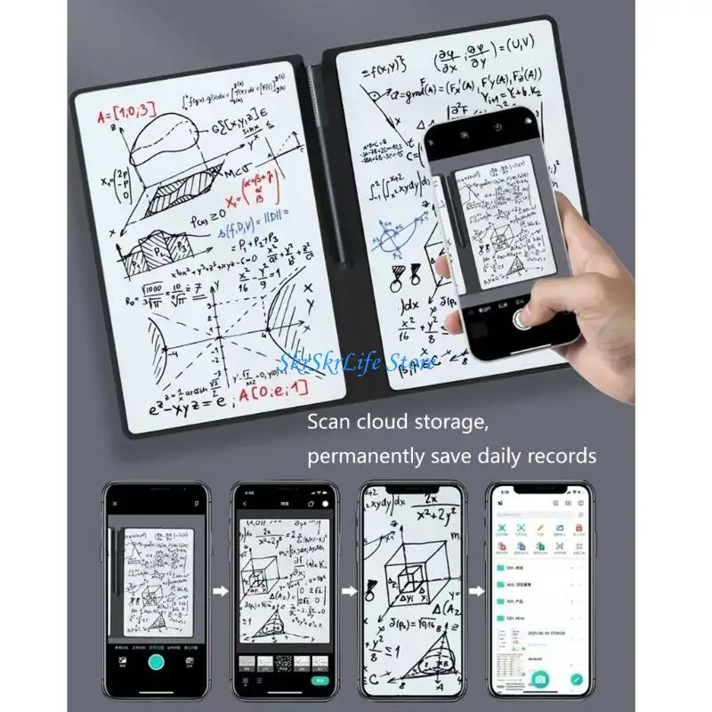 E65E Erasable Whiteboard Notebook 6.61x9.53Inch PU Memoboard Writing Pad for Writing