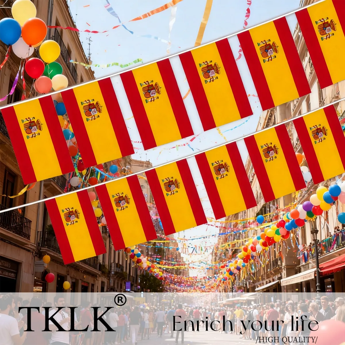 20pcs Spain String Flag 14x21cm Polyester Spain String Flag Pennant Banner, Small Mini Spanish Flags Bunting Banner for Decor