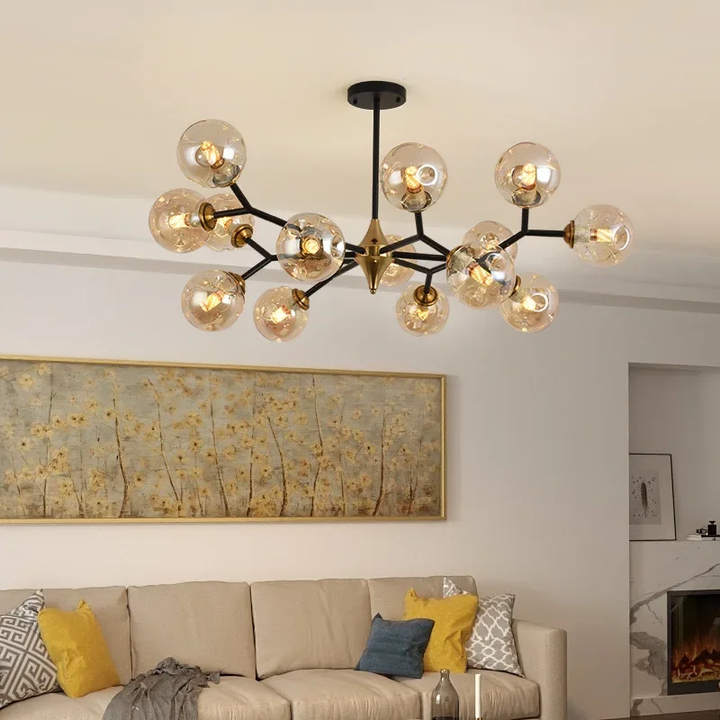 Modern Glass Ball Chandeliers for Dining Room Kitchen Living Room Bedroom Hanging Ceiling Chandelier Indoor Lighting Fixtures