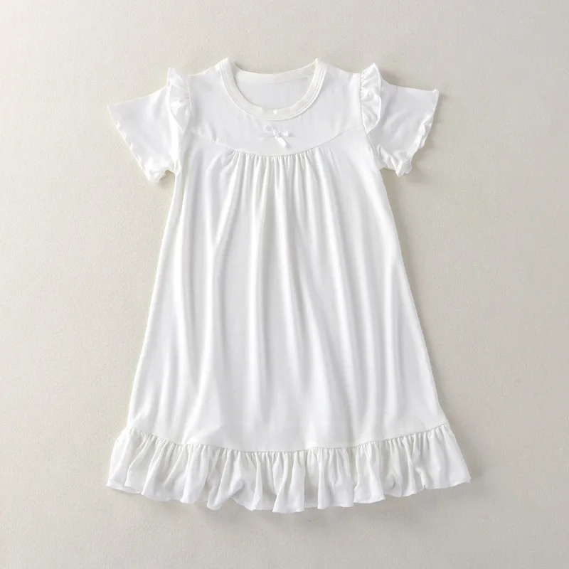Bellbell Sommer-Kleid für Kinder, Mädchen, Pyjama-Kleid, Blumenmuster, für Kinder, Mädchen, Schleife, Homewear-Kleid, 1–14 Jahre, Kleinkind-Mädchen-Prinzessinnenkleid – Detail 12