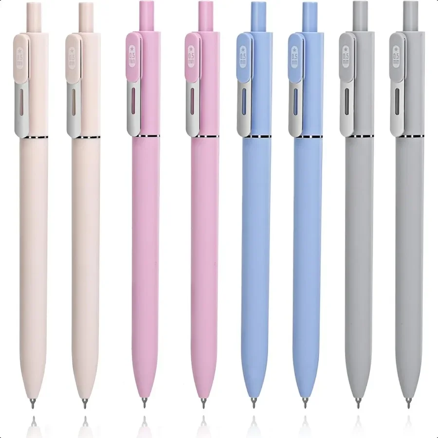 

Retractable Gel Pens 8pcs 0.5mm Fine Point Quick Drying Black Ink Smooth Writing No smear No skipping Ideal for Journaling Note