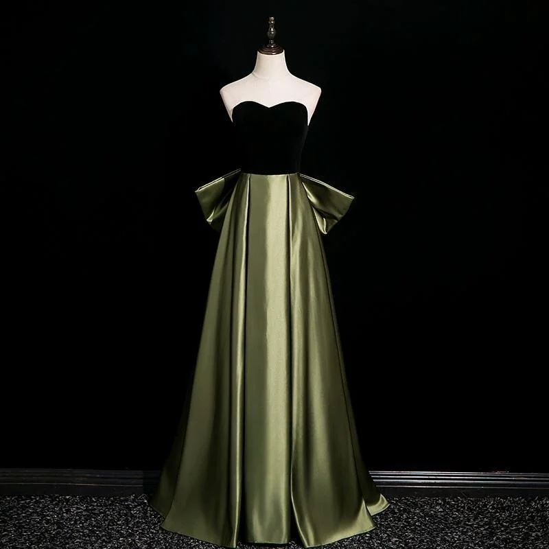 

Elegant Green Black Celebrity Dress Sweetheart Floor-Length A-Line Sleeveless Backless Lace-up Bow Formal Occasion Prom Gowns