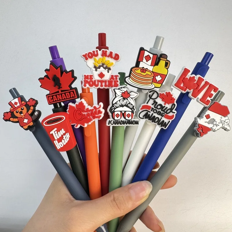 20/30pcs  Creative, simple, and cute retractable ballpoint pen with a Canadian maple leaf design Campus Design for the Back-to-S