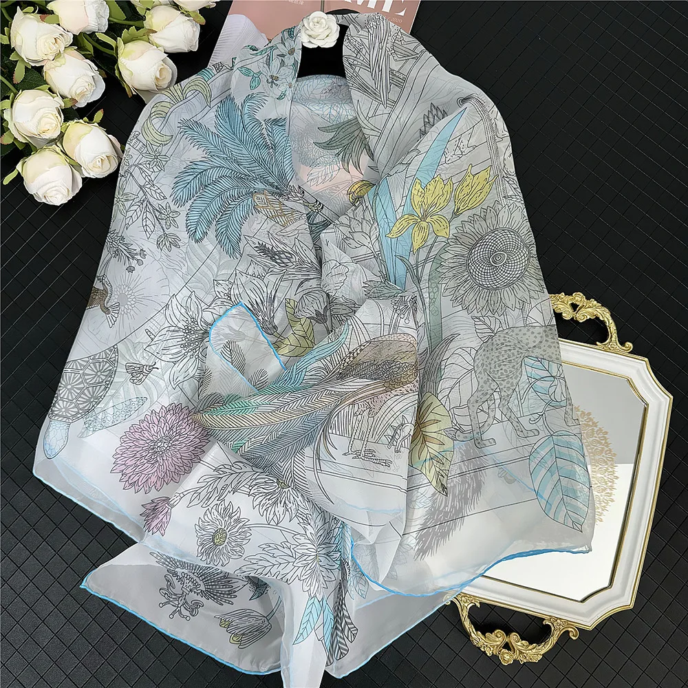 Fashion Printed Women Scarf Hand Rolled Shawls Square Scarves Wraps Lady Bandana Big Hijabs Female Foulards Beach Towel Sjaal