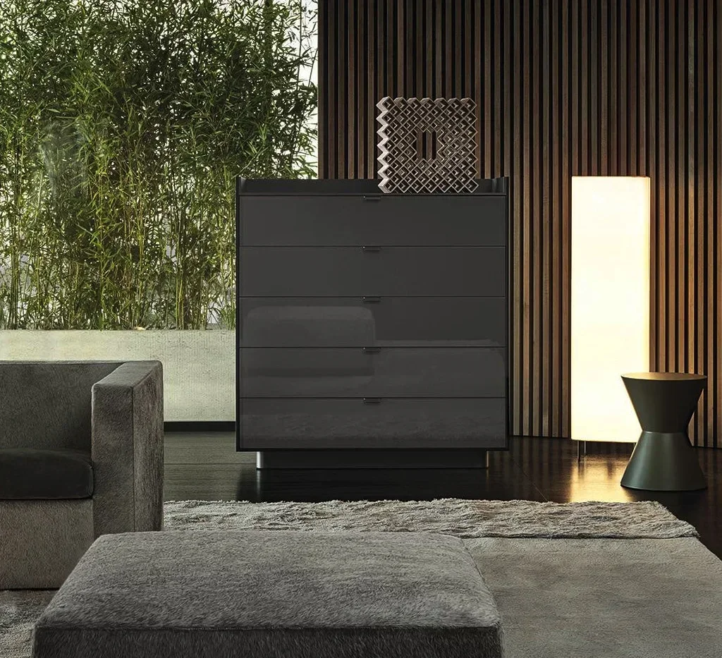 

Bedside table simple modern Italian slate storage locker bedroom light luxury small narrow simple two-drawer cabinet