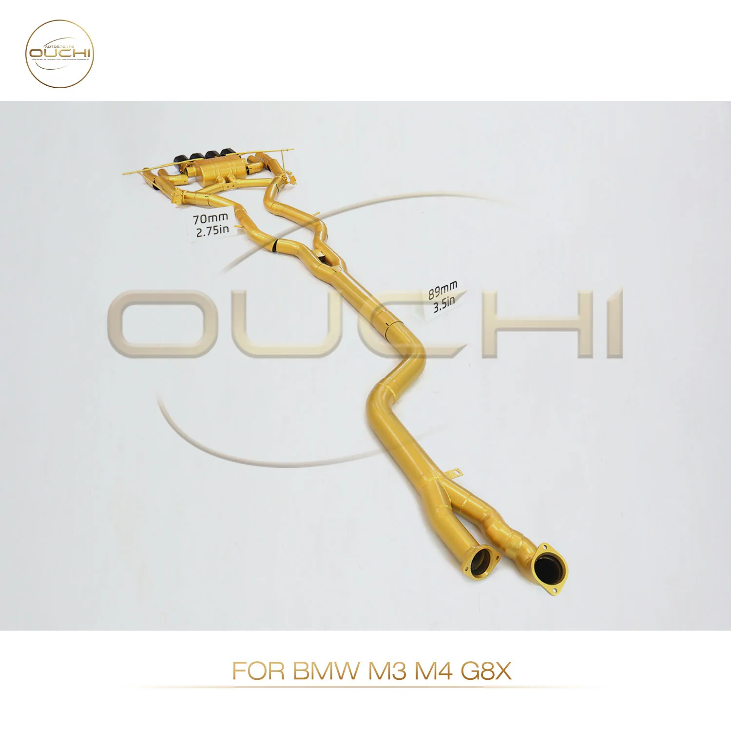 

OUCHI High Flow Performance Titanium Alloy Baked Golden Ceramic Catback For BMW M3 M4 G8X Exhaust Aingle Tube With Valve Tips