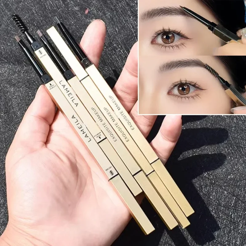 5 Colors With Brush Double Head Eyebrow Pencil Waterproof Smooth Eyebrow Stick Sweatproof Eyebrow Gel Tattoo Pencil Cosmetics