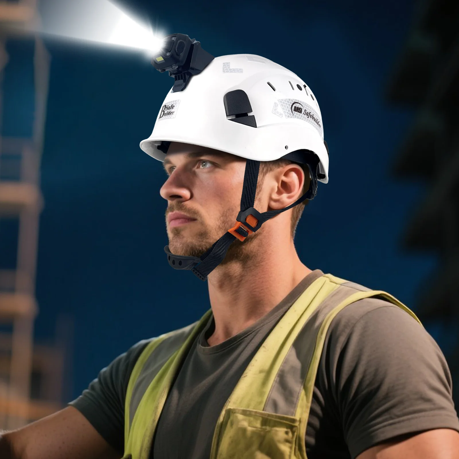 LED Headlamp Safety Helmet Headlight 2 In 1 XPE+COB Light Construction Engineering Rescue Work Cap Headlight USB Rechargeable