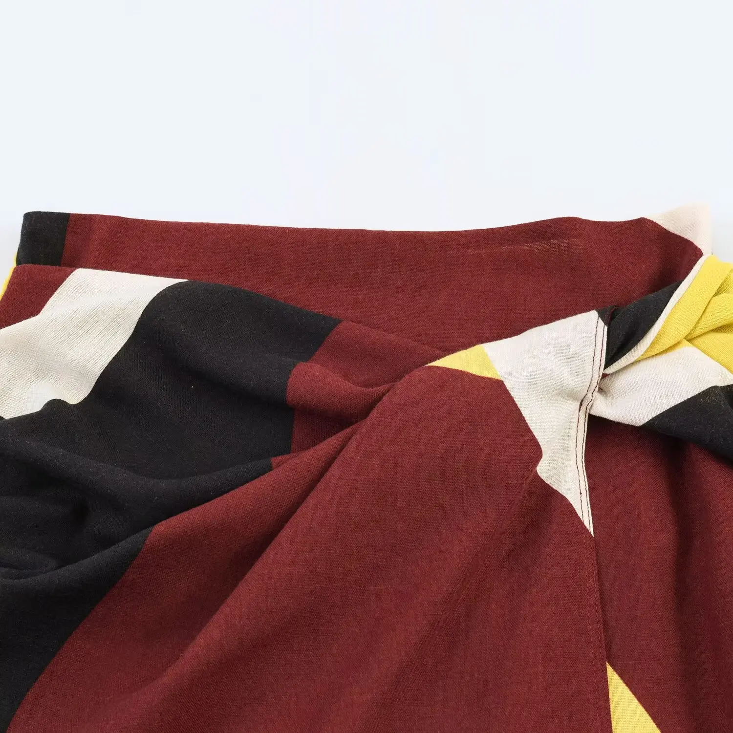 TFMLN Sexy Vintage-Print Midirock für Damen, eleganter langer Rock mit seitlichem Schlitz und Rüschen, lässige, schicke Sommerkleidung mit Reißverschluss für den Urlaub – Detail 4