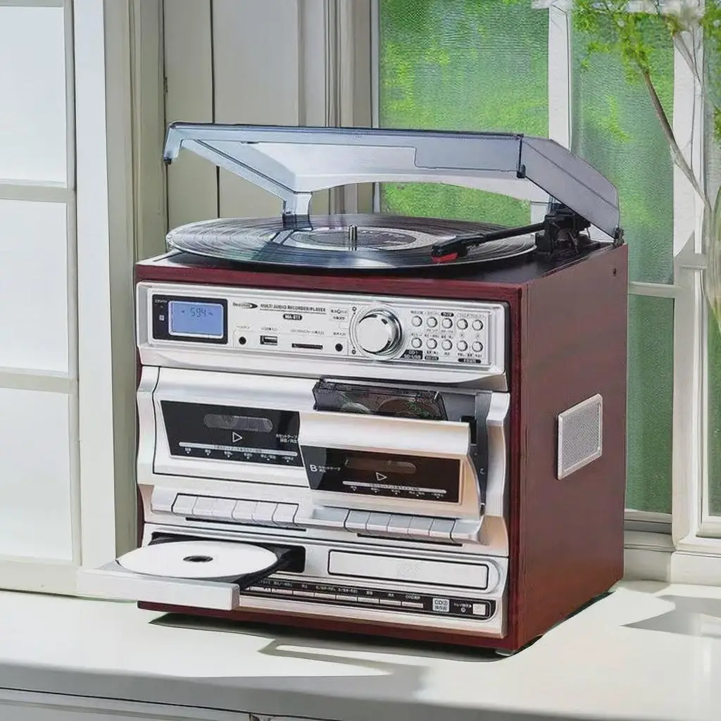 Phonographen-Schallplattenspieler Bluetooth Alter Plattenspieler Europäisches Radio Altes Retro-Bluetooth-CD All in One