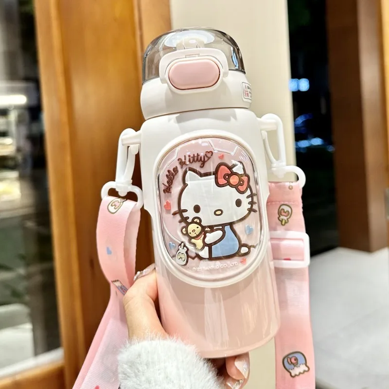 

Sanrio Hello Kitty Cinnamoroll Anime Kawaii Stainless Steel Bottle Cute Cartoon Portable Straw Water Cup Drinking Gifts Toys