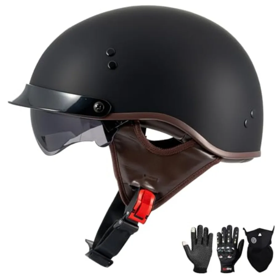 

Мотошлем-полушлем DOT Approved для взрослых, легкий, ретро, открытый, для круизеров, скутеров, чопперов, мопедов