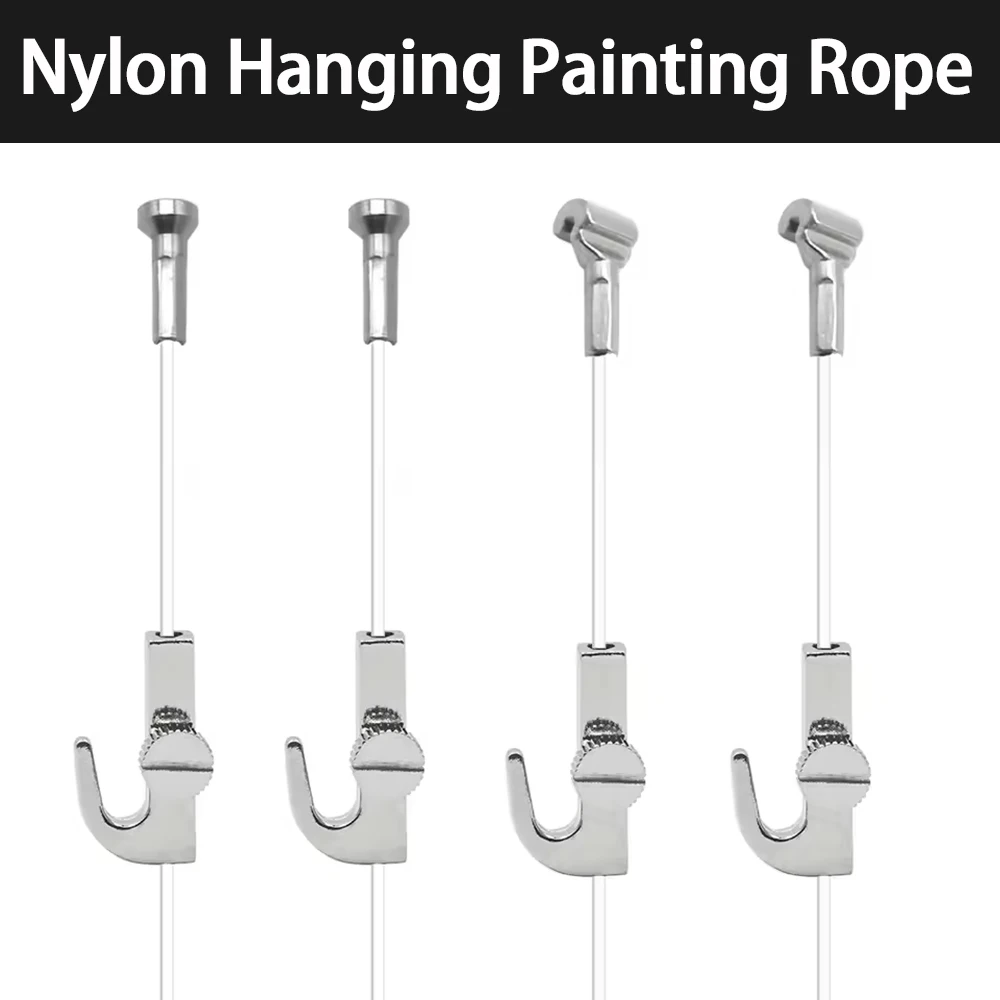 4-10 PCS Multi Style Nylon Rope Kit with Adjustable Screw Hook and Loop Invisible Transparent Wire Clip Frame Suspension System