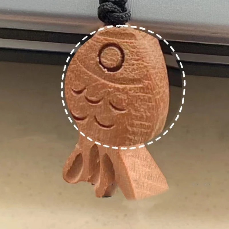 Cute Cartoon Taiyaki Keychain Kawaii Peach Wood Carving Fish Key Holder Bag Pendant Backpack Ornament For Girl Boy Gifts image 4