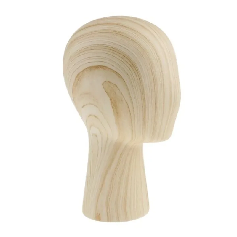 Wood Grain Mannequin Head Dark Light Wood Texture Hat Display Stand & Wig Holder Head Salon Hair Accessories Showcase Prop