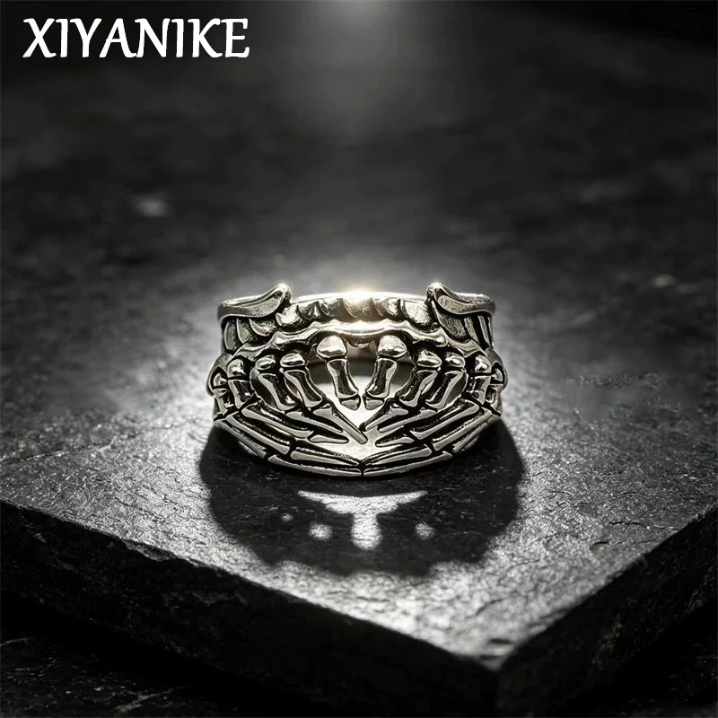 XIYANIKE Retro Thai Silver Centipede Legs Adjustable Finger Rings For Men Women Punk Fashion New Jewelry Gift Party Anillos