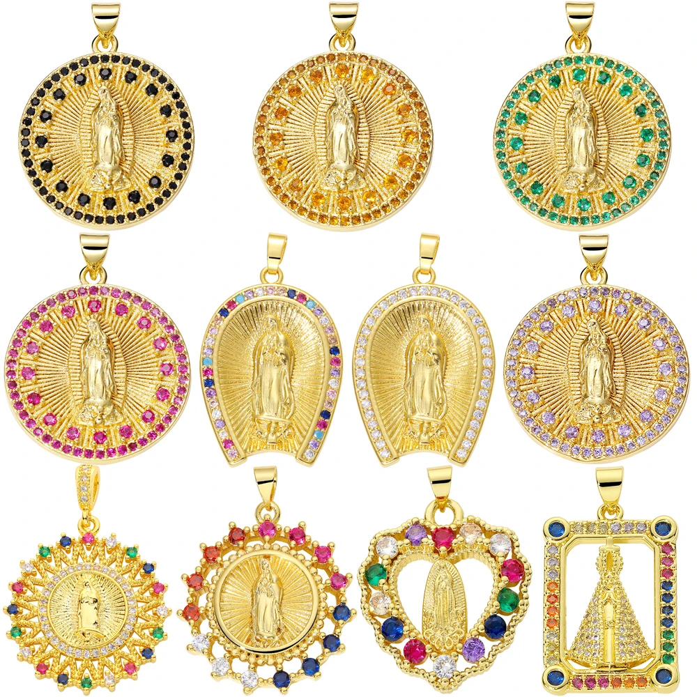 Juya – médailles religieuses plaquées or 18 carats, faites à la main, pendentif Souvenir, Saint-théèse, vierge marie, breloques chrétiennes, fournitures