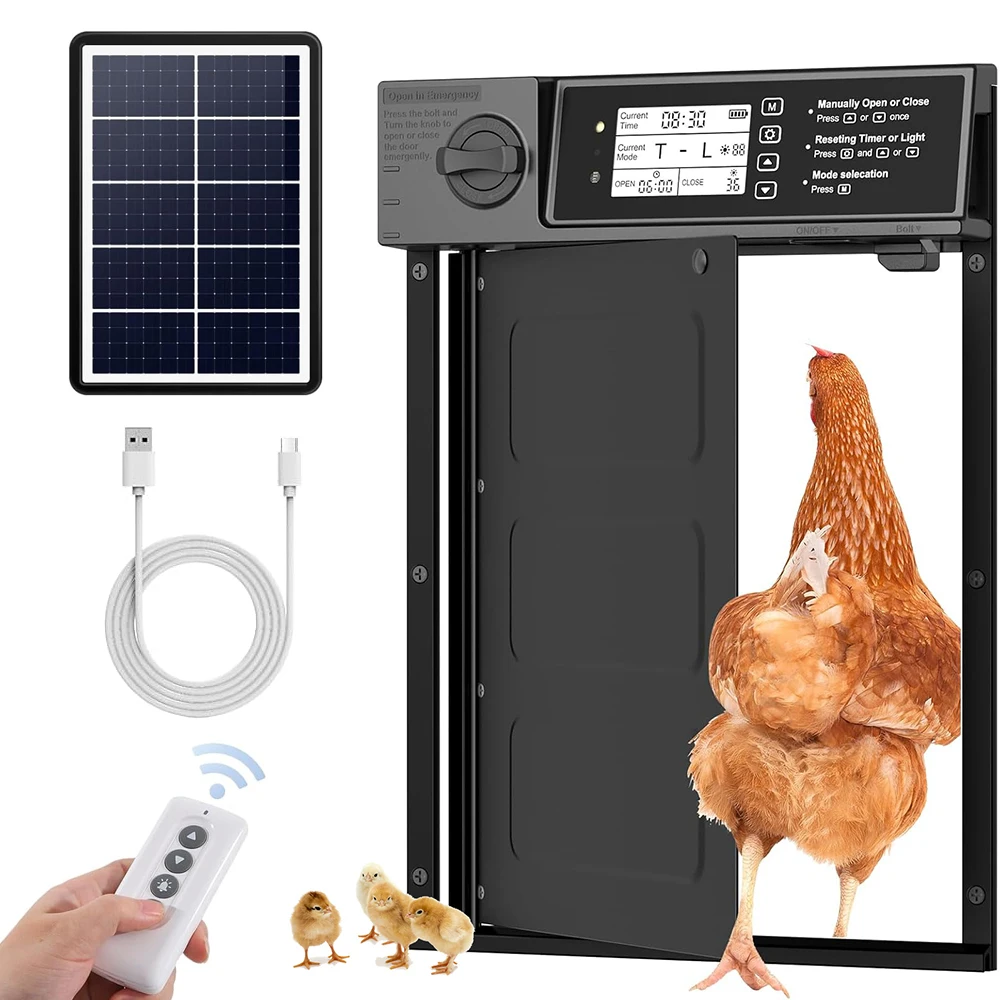 

Solar Powered Automatic Chicken Door with Pivot Design Multi-Mode Operation Convenient for Farm Household Use