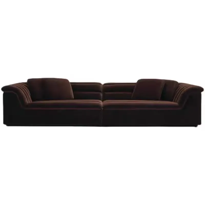 

Retro red velvet fabric living room furniture sofa L-shaped low arm combination fabric sofa