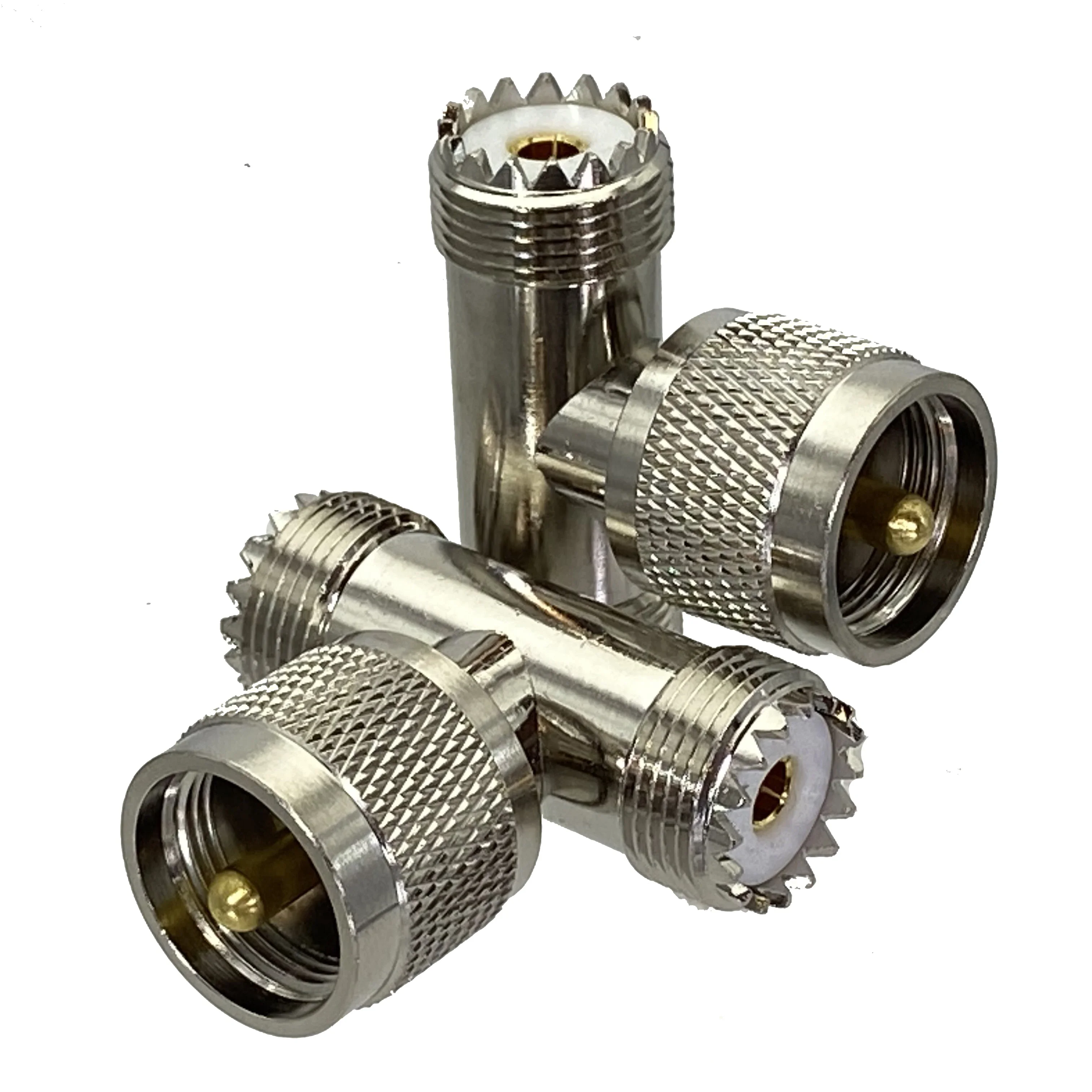 1pcs UHF Male PL259 Plug To Two UHF Female SO239 Jack Triple T in Series RF Coaxial Adapter Connector Wire Terminals