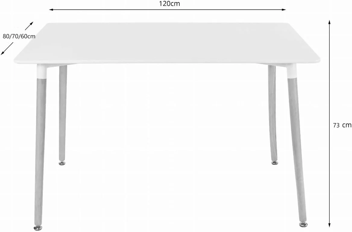 Styl skandynawski stół jadalny Formwell prostokątna prostota stół kuchenny z bukowymi nogami, regulowana nasadka 120*60/70*73