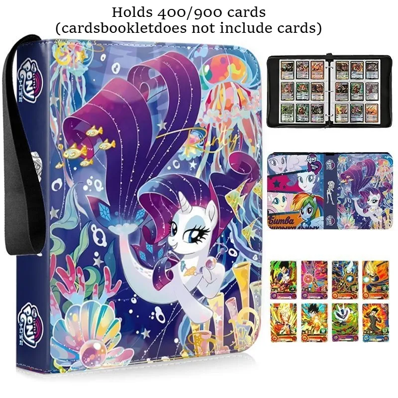 

400/900pcs My Little Pony Card Album Book Folder 4/9 Card Slots Collections Zipper Double Pocket Zipper Card Binder Holder