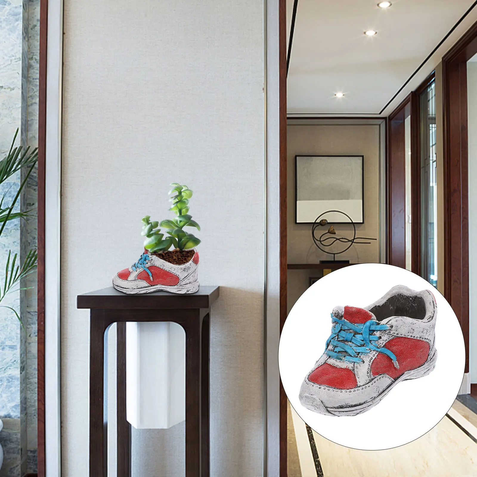 

Simple Flowerpot Shoe Shaped Pots Window Decoration Planter Artificial Potted Succulent with Leg Unique