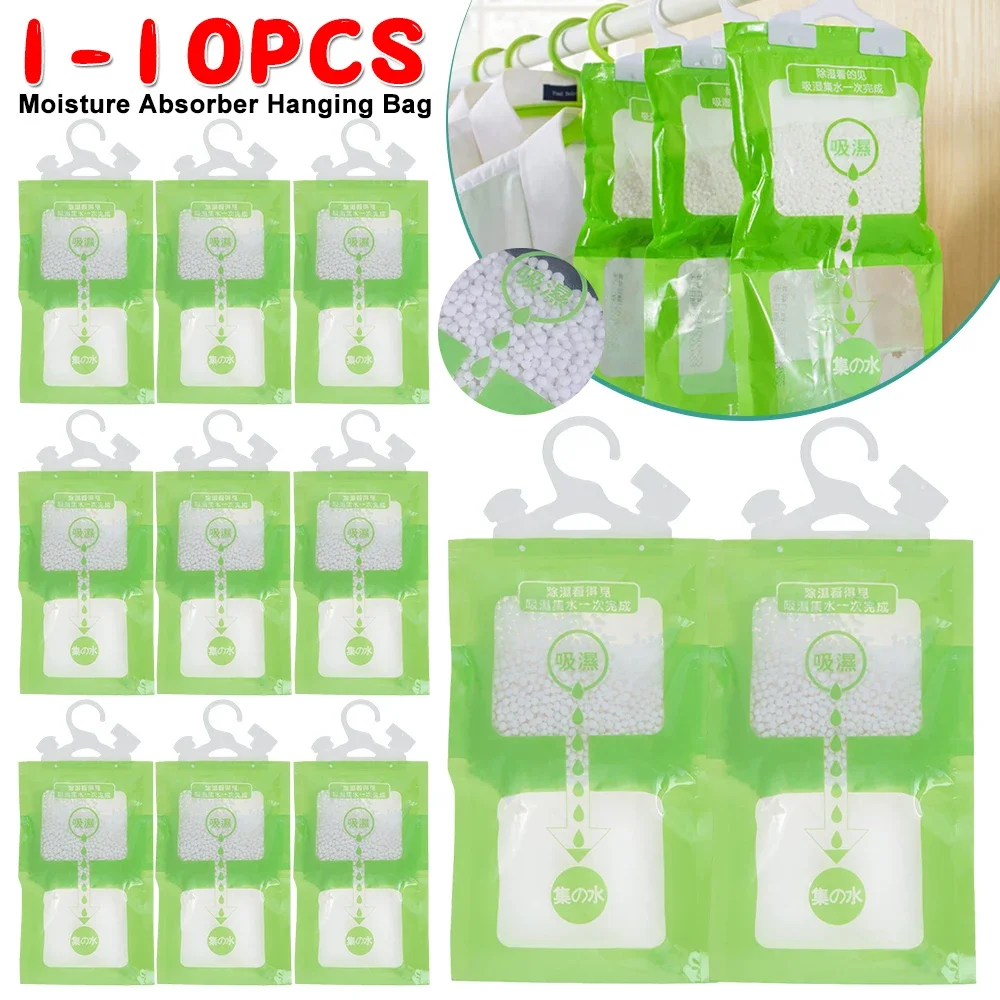 Absorbentes de humedad para interiores, deshumidificadores portátiles de 1 a 10 piezas, bolsa seca, desecante para colgar en el armario, atrapando eficazmente la humedad Extra