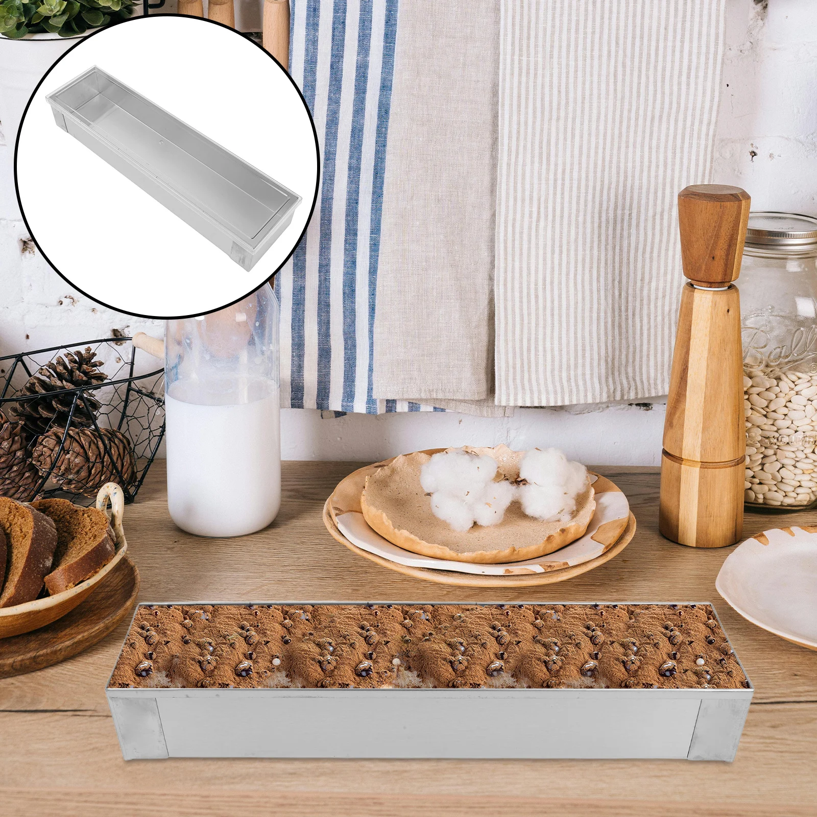 

Baking Mold Rectangular Stainless Steel Baking Box Precise Measurement Lid Included Cake Tiramisu Bread Pastry Loaf Pan