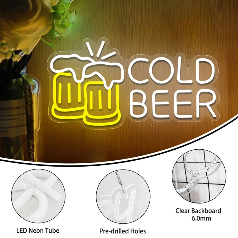 Cold Beer Cheers LED Neon Light Sign Acrylic Neon Sign USB Dimmer Switch For Home Man Cave Party Club Bar Store Wall Art Decor