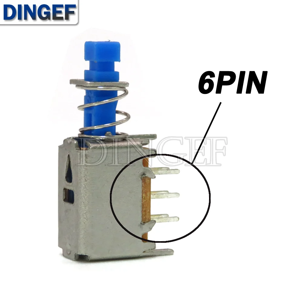 5PCS/lot A04 Straight Key Switch PS22E05 Self locking /Momentary Blue Double-row 6PIN Button