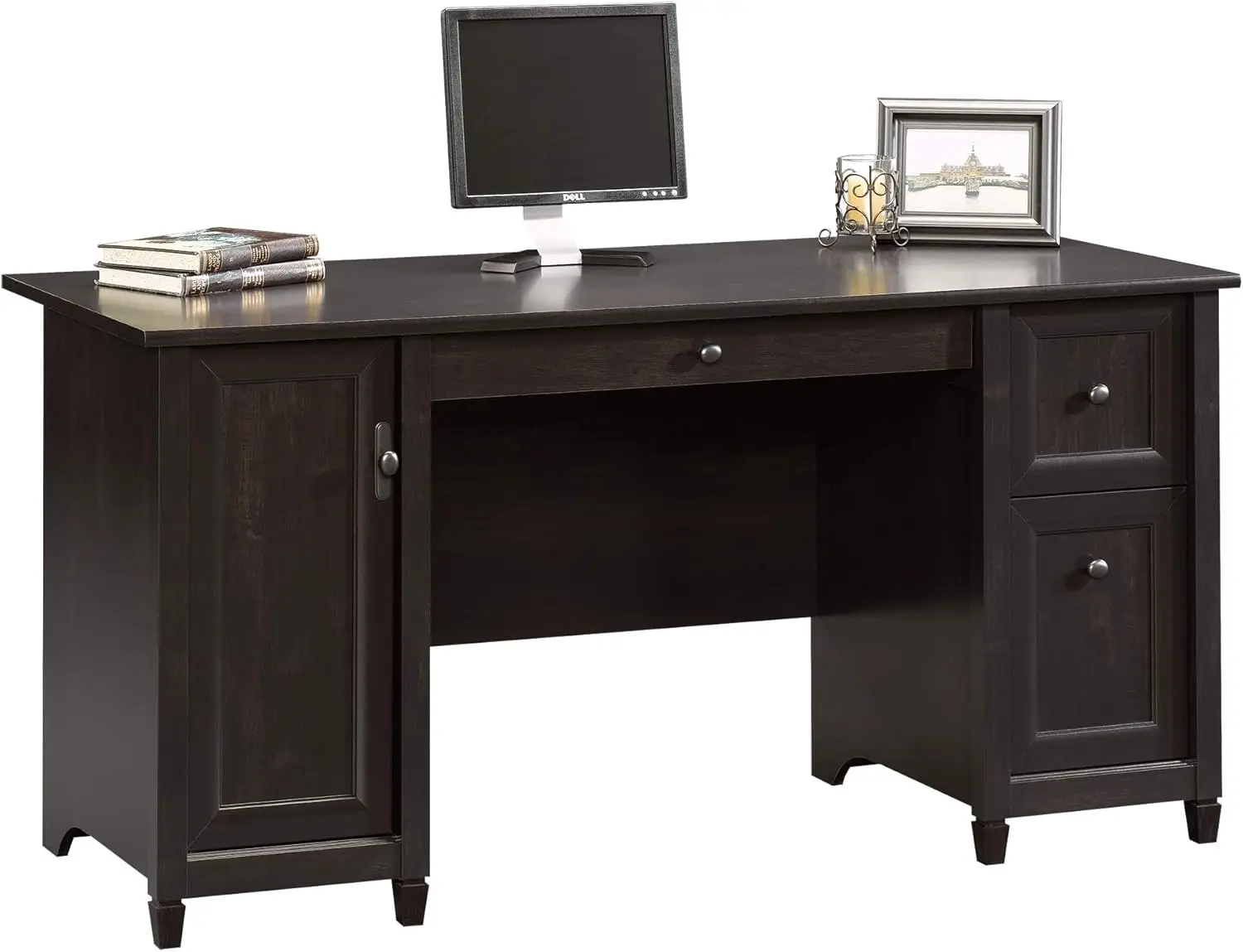 

Edge Water Computer Desk With Storage Drawers, Home Office, L: 59.06"" X W: 23.23"" X H: 29.02"", Estate Black