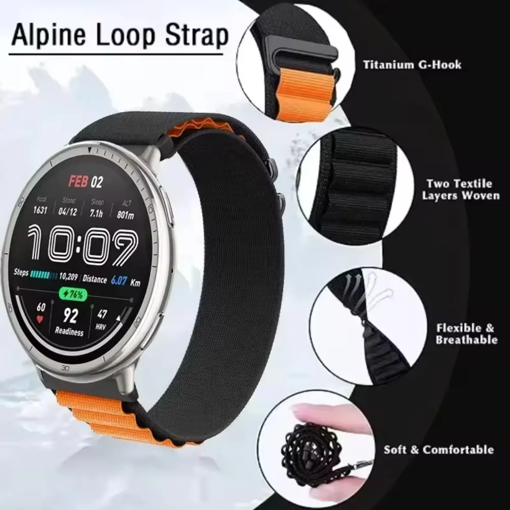 20mm 22mm Alpine Nylon Loop Strap for Amazfit Active 3 2 Max Bip Max Comfortable Bracelet Wristband Amazfit Balance 3-2-1 Correa
