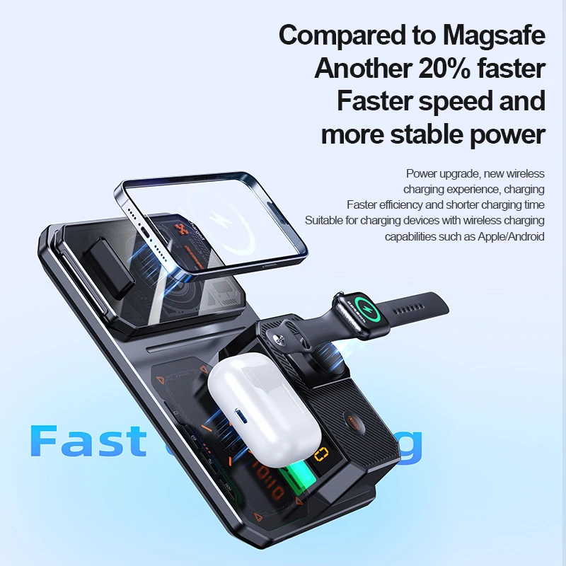 6 In 1 Car Wireless Charger Stand Innovative Car Shape 15W Fast Charging Desk Charger Great Present Idea