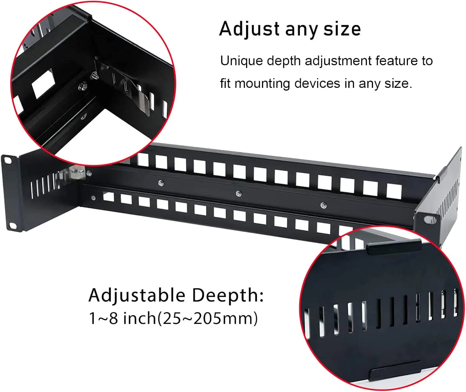 19 Inch Rack Mount DIN Rail Kit 2U Adjustable With High Strength Aluminum Alloy for Industrial Media Converters, PoE Switches