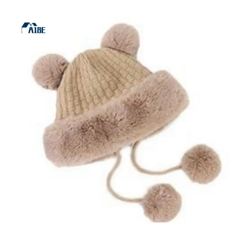 

A18E-зимние шапки-бини с помпоном для женщин — вязаные, искусственный мех, вязаная крючком шапка с черепом, теплый ведро для улицы, чехол для ушей