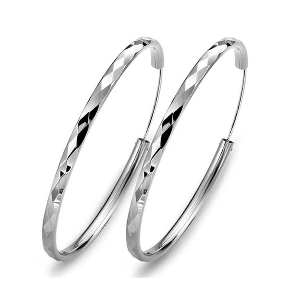 

S925 Sterling Earrings Rhombus Big Round Durable Elegant Casual Accessory Wedding S925 Sterling Silver Earing Party Gift